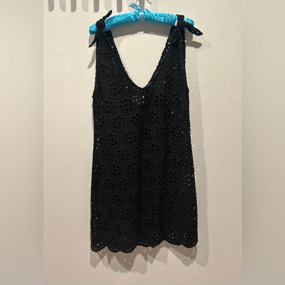 CARTOLINA NANTUCKET Black Eyelet Sleeveless Coverup Dress / Size Medium /